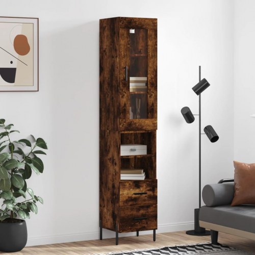 Skab 34,5x34x180 cm konstrueret træ røget egetræ