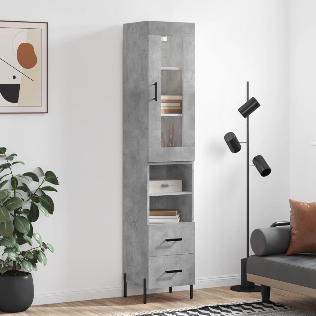 Skab 34,5x34x180 cm konstrueret træ betongrå
