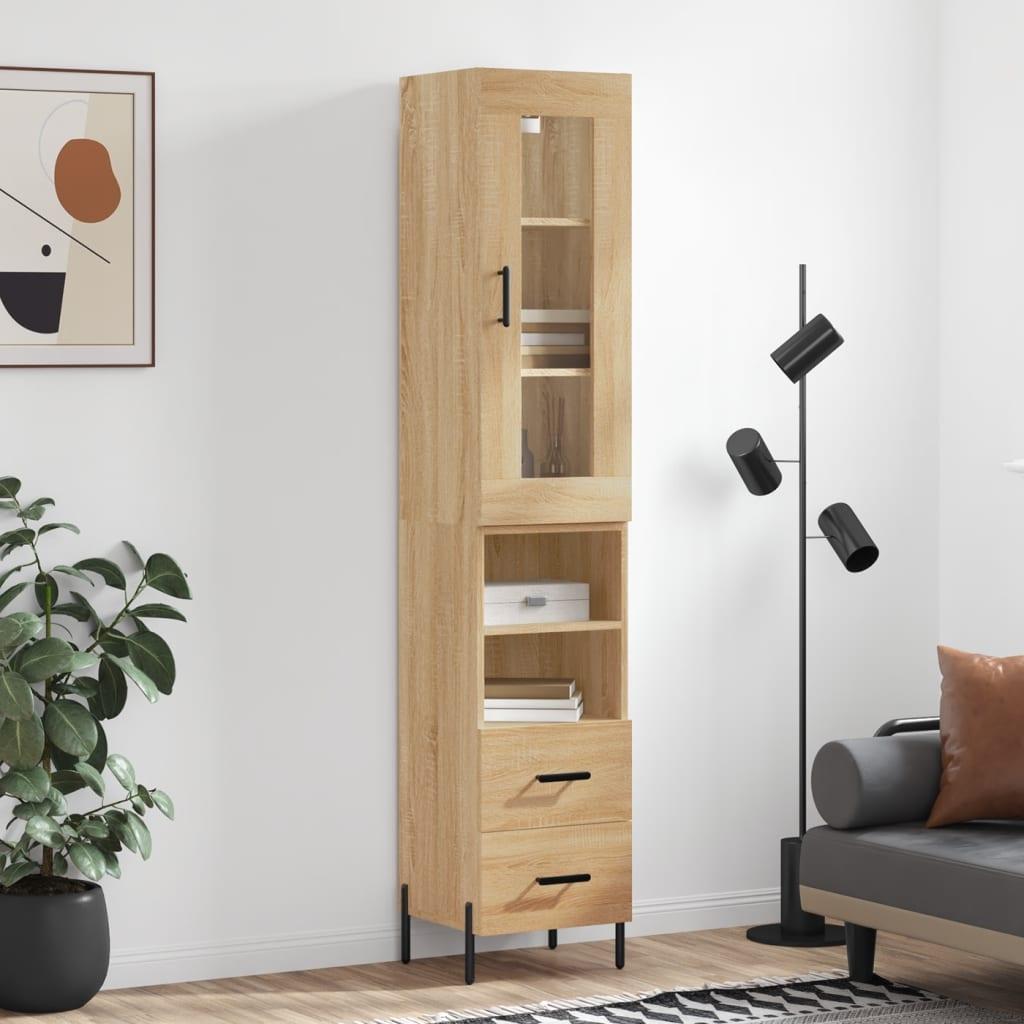Skab 34,5x34x180 cm konstrueret træ sonoma-eg