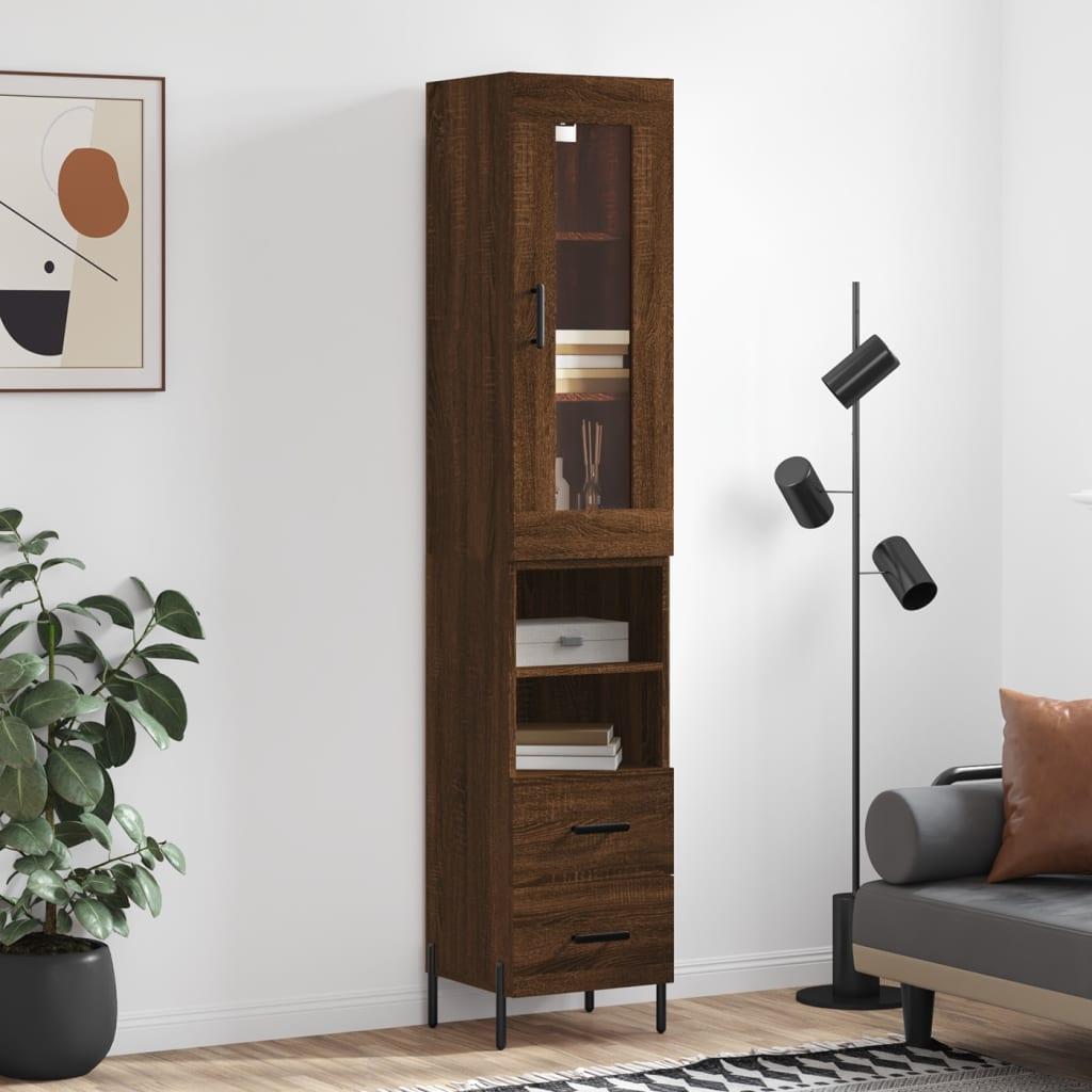Skab 34,5x34x180 cm konstrueret træ brun egetræsfarve