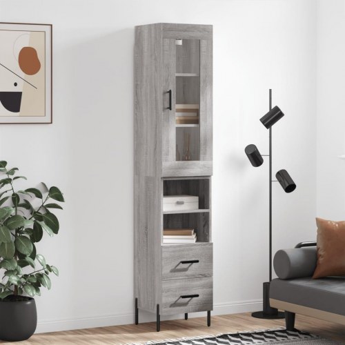 Højskab 34,5x34x180 cm konstrueret træ grå sonoma-eg