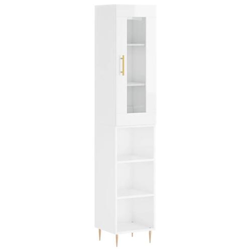 Skab 34,5x34x180 cm konstrueret træ hvid højglans