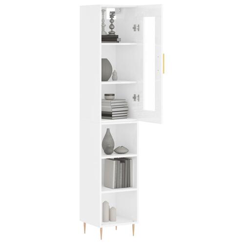 Skab 34,5x34x180 cm konstrueret træ hvid højglans