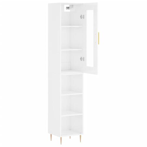 Skab 34,5x34x180 cm konstrueret træ hvid højglans