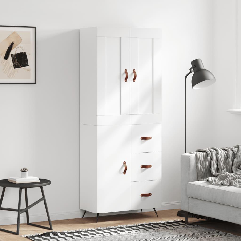 Højskab 69,5x34x180 cm konstrueret træ hvid billede
