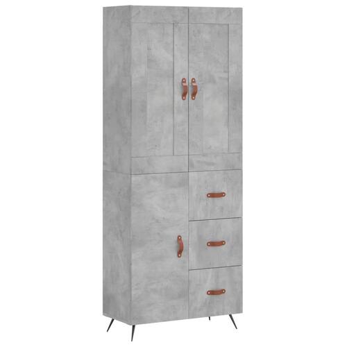 Højskab 69,5x34x180 cm konstrueret træ betongrå