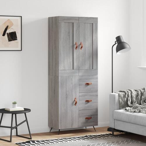 Højskab 69,5x34x180 cm konstrueret træ grå sonoma-eg