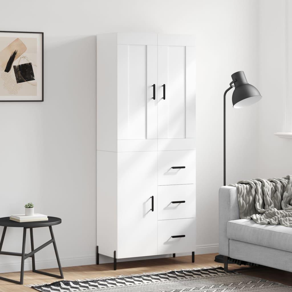 Højskab 69,5x34x180 cm konstrueret træ hvid