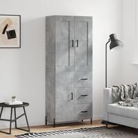 Højskab 69,5x34x180 cm konstrueret træ betongrå