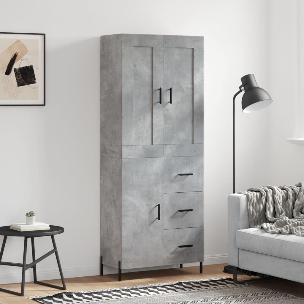 Højskab 69,5x34x180 cm konstrueret træ betongrå