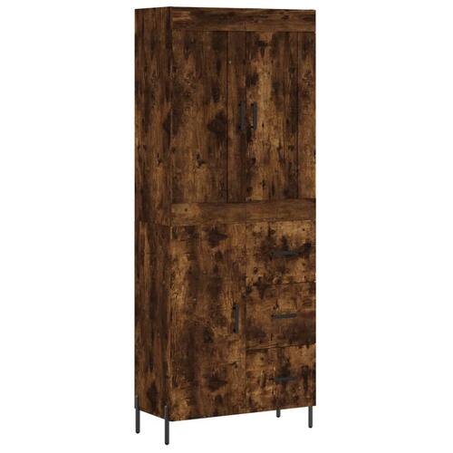 Højskab 69,5x34x180 cm konstrueret træ røget egetræsfarve