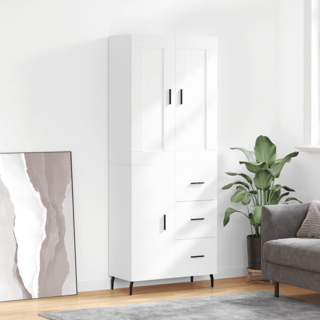 Højskab 69,5x34x180 cm konstrueret træ hvid