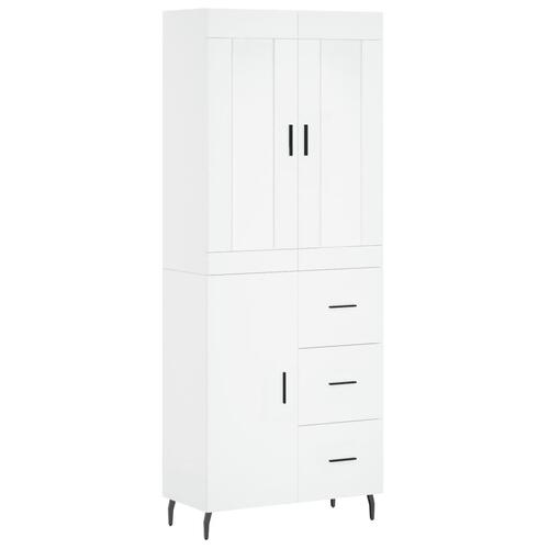 Højskab 69,5x34x180 cm konstrueret træ hvid