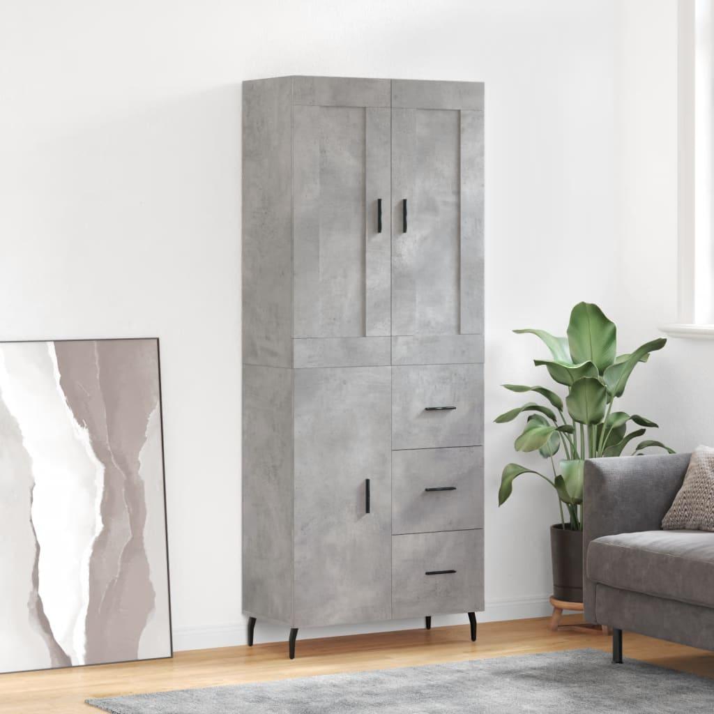 Højskab 69,5x34x180 cm konstrueret træ betongrå billede