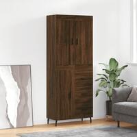 Højskab 69,5x34x180 cm konstrueret træ brun egetræsfarve