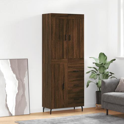 Højskab 69,5x34x180 cm konstrueret træ brun egetræsfarve
