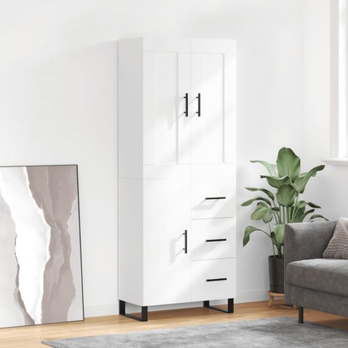 Højskab 69,5x34x180 cm konstrueret træ hvid