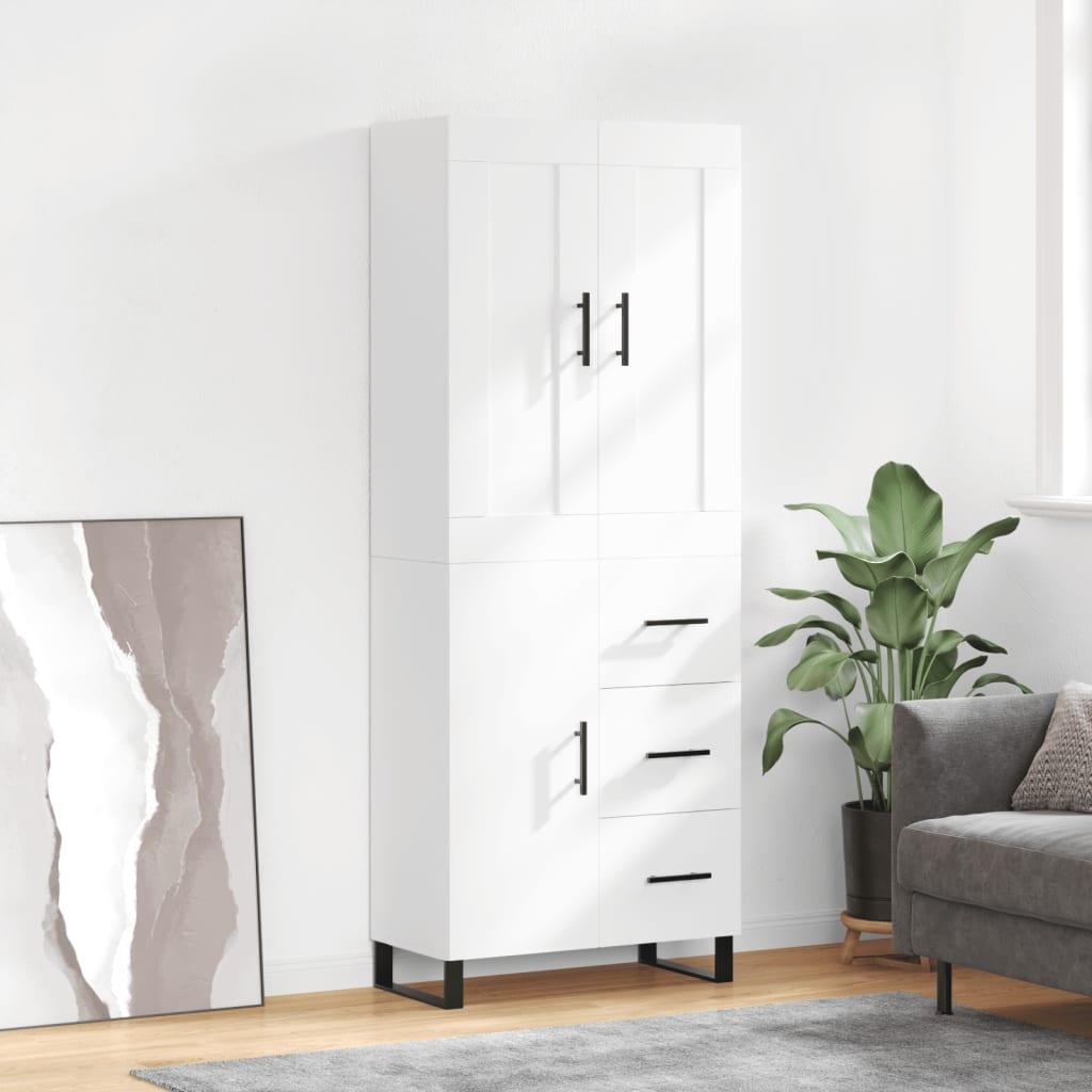 Højskab 69,5x34x180 cm konstrueret træ hvid