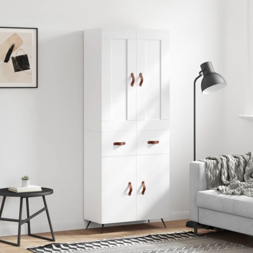 Højskab i konstrueret træ - 69,5 × 34 × 180 cm, hvid