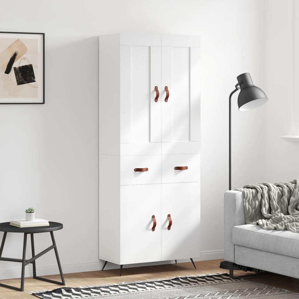Højskab 69,5x34x180 cm konstrueret træ hvid billede