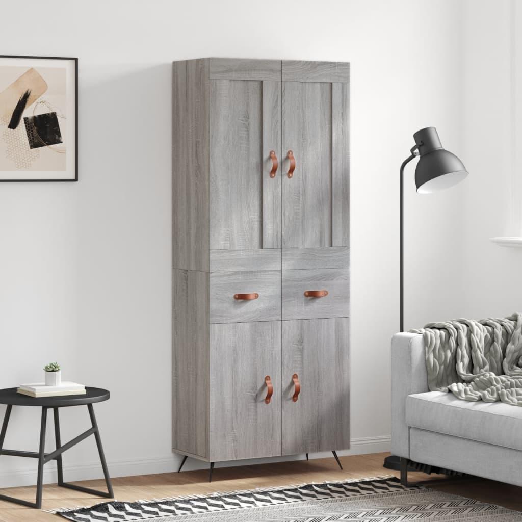 Højskab 69,5x34x180 cm konstrueret træ grå sonoma-eg