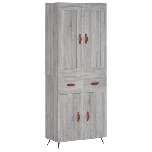 Højskab 69,5x34x180 cm konstrueret træ grå sonoma-eg