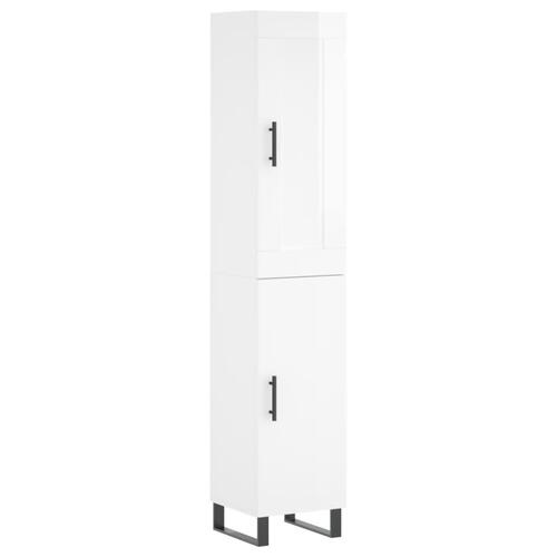 Skab 34,5x34x180 cm konstrueret træ hvid højglans