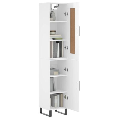Skab 34,5x34x180 cm konstrueret træ hvid højglans