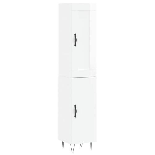 Skab 34,5x34x180 cm konstrueret træ hvid højglans
