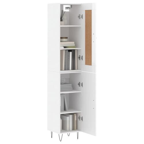 Skab 34,5x34x180 cm konstrueret træ hvid højglans