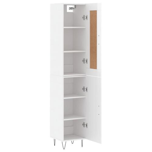 Skab 34,5x34x180 cm konstrueret træ hvid højglans