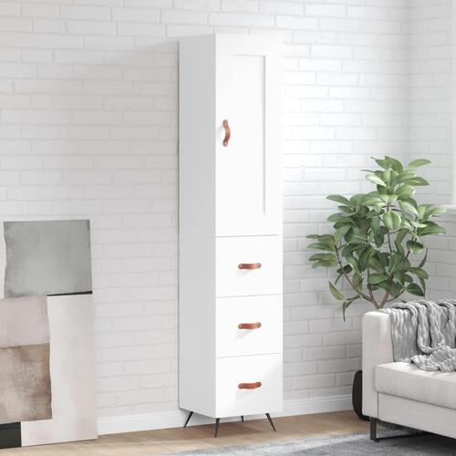 Skab 34,5x34x180 cm konstrueret træ hvid