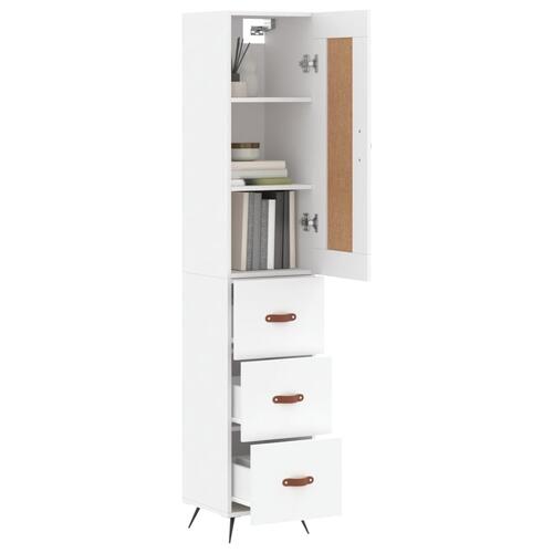 Skab 34,5x34x180 cm konstrueret træ hvid