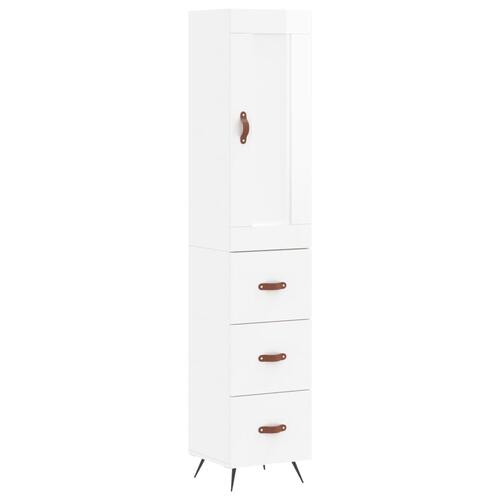 Skab 34,5x34x180 cm konstrueret træ hvid højglans