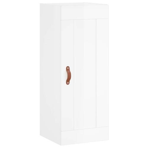 Skab 34,5x34x180 cm konstrueret træ hvid højglans