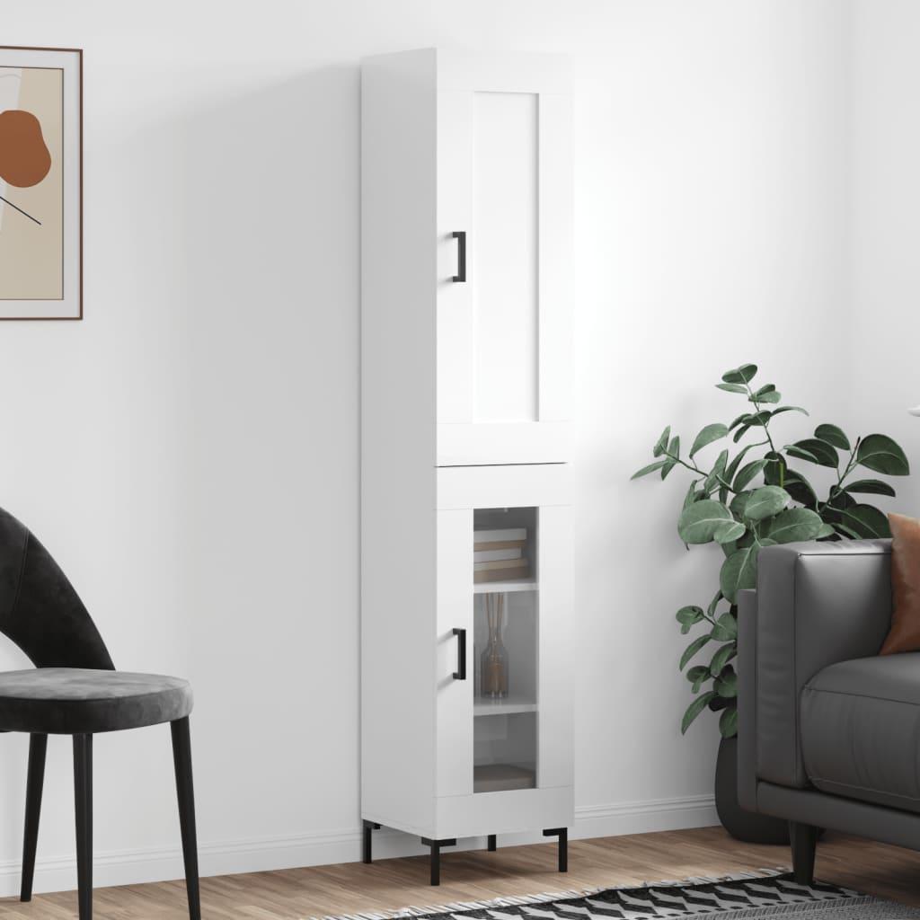 Skab 34,5x34x180 cm konstrueret træ hvid højglans