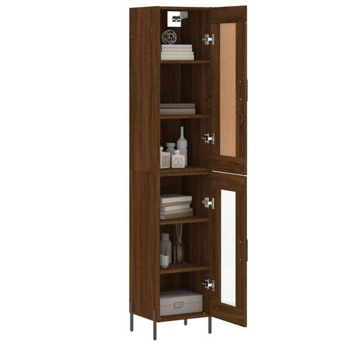 Skab 34,5x34x180 cm konstrueret træ brun egetræsfarve