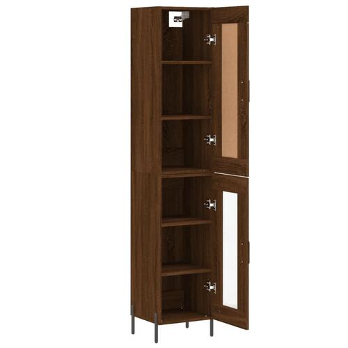 Skab 34,5x34x180 cm konstrueret træ brun egetræsfarve