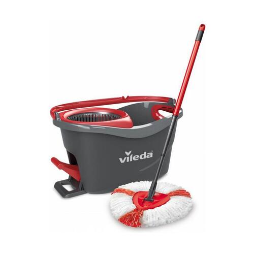 Gulvmoppe med spand Vileda mop en steel Supermocio 3Action Hvid Rød Mikrofibre