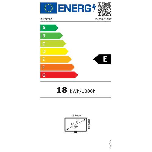 Skærm Philips 243V7QJABF/00 23,8" LED IPS LCD Flicker free 50-60 Hz