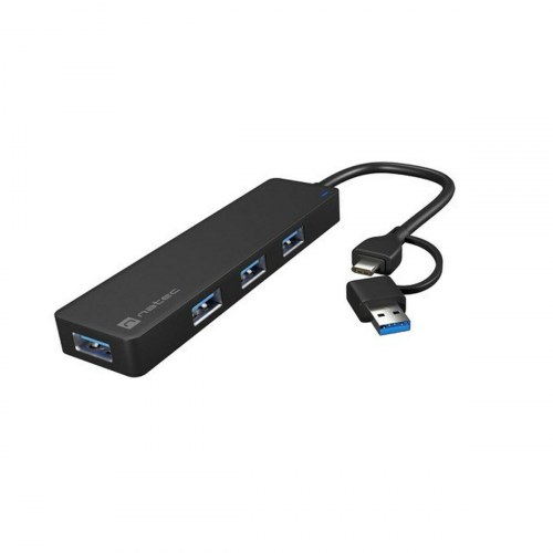 USB hub Natec NHU-2023 - 4 porte, USB-C/USB, Sort