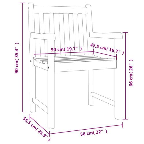 Havestole 6 stk. 56x55,5x90 cm massivt akacietræ