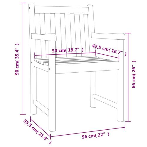 Havestole 8 stk. 56x55,5x90 cm massivt akacietræ