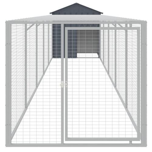 Hønsehus med løbegård 117x609x123 cm galvaniseret stål antracit