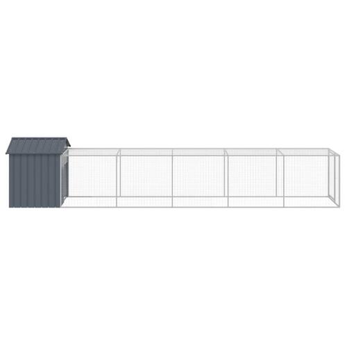 Hønsehus med løbegård 117x609x123 cm galvaniseret stål antracit