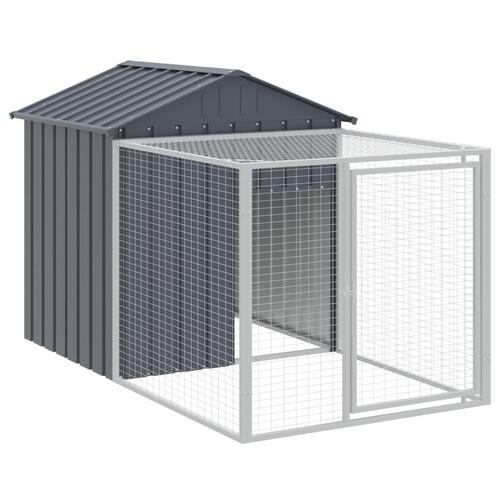 Hønsehus med løbegård 117x609x123 cm galvaniseret stål antracit