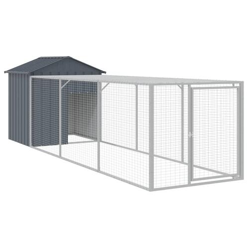 Hønsehus med løbegård 117x405x123 cm galvaniseret stål antracit