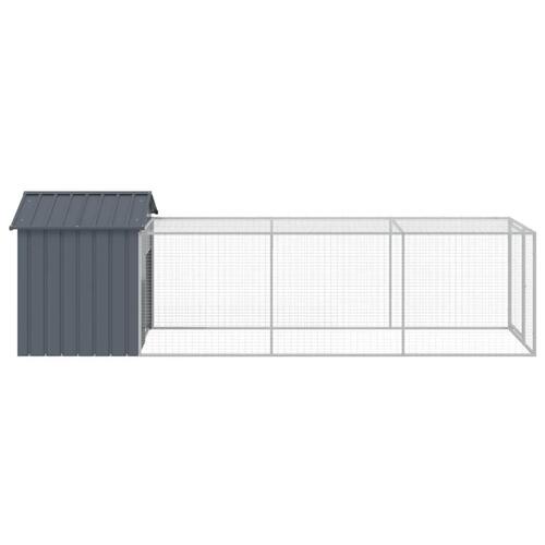 Hønsehus med løbegård 117x405x123 cm galvaniseret stål antracit