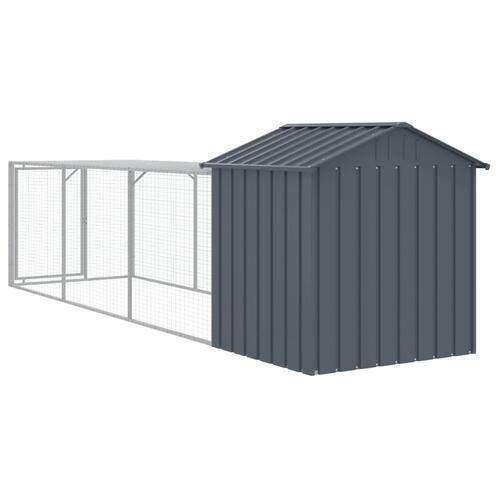 Hønsehus med løbegård 117x405x123 cm galvaniseret stål antracit