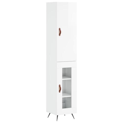 Skab 34,5x34x180 cm konstrueret træ hvid højglans